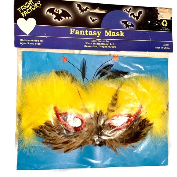 Fright Factory Klein International Ltd Accessories - Vintage Fright Factory Fantasy Feather Bird Masquerade Mask Halloween Mardi Gras